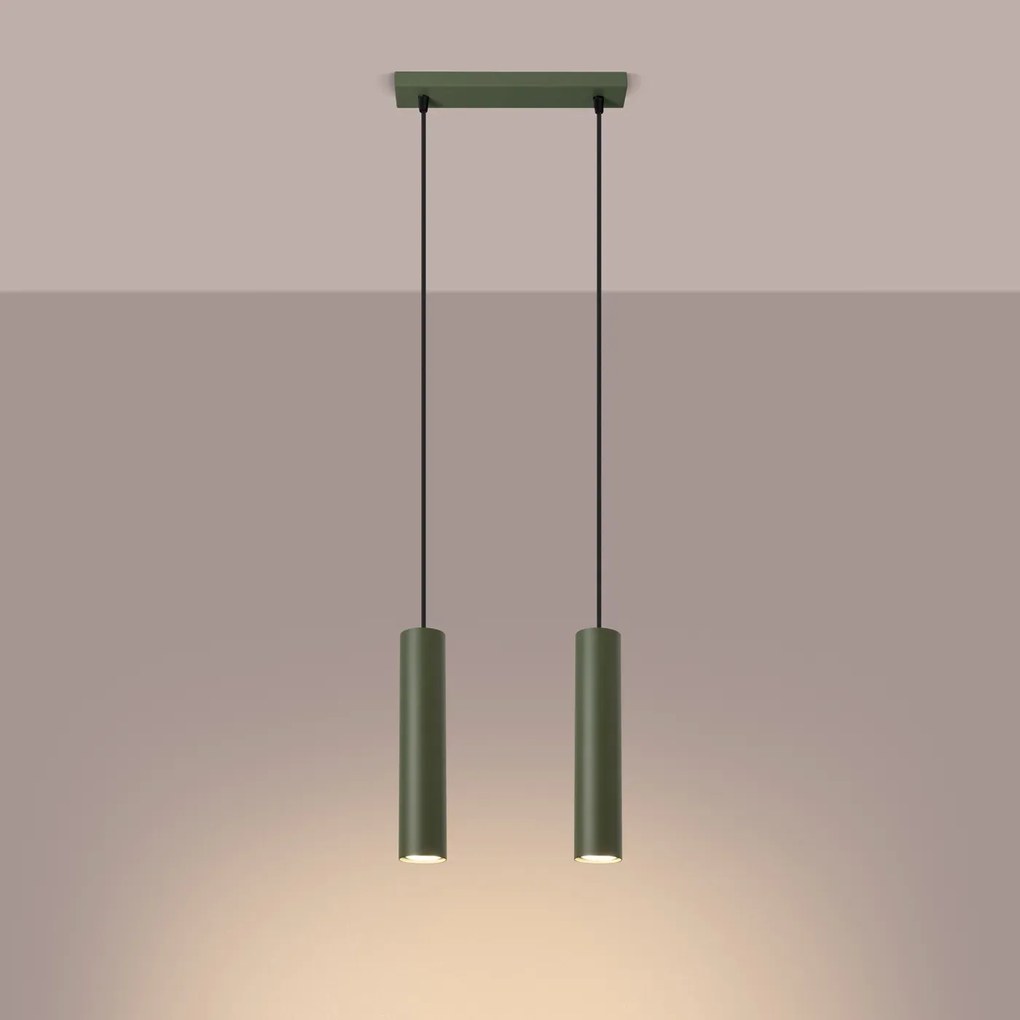 Lampa wisząca LAGOS 2 zielona oliwka SOLLUX LIGHTING