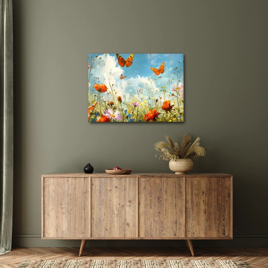 Obraz - Motyle na letniej łące (70x50 cm)