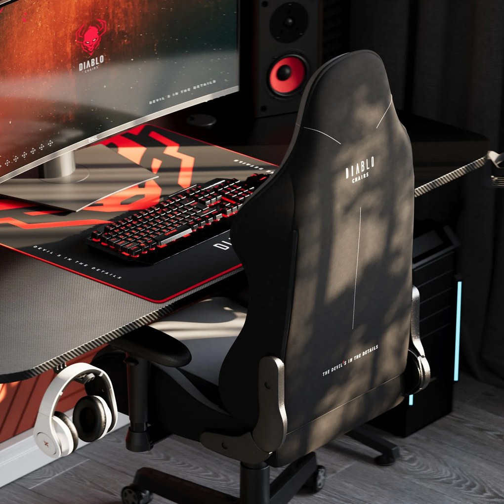 Fotel gamingowy materiałowy szary: Diablo X-Starter