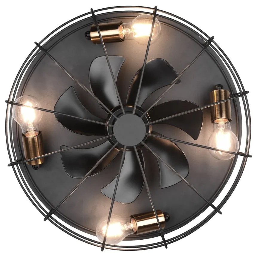 Lampa sufitowa ze zdalnym sterowaniem/z wentylatorem w kolorze matowej czerni Trondheim – Trio