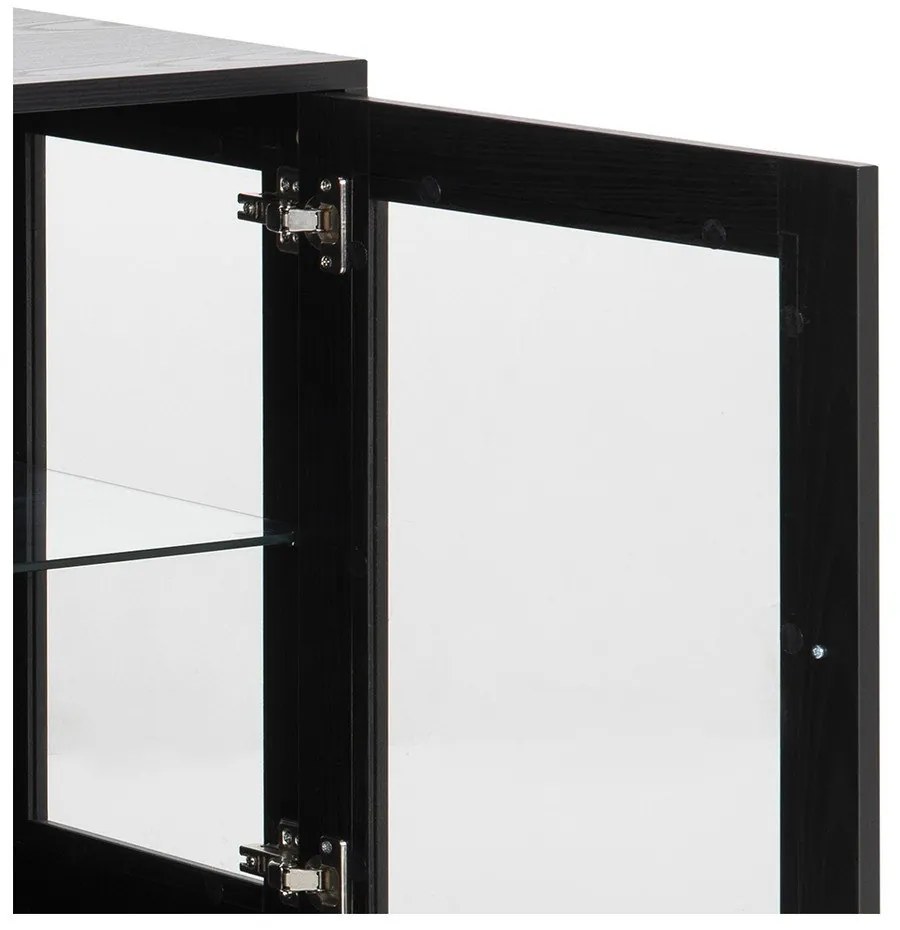 Czarna witryna w dekorze jesionu 140x82 cm Angus – Actona