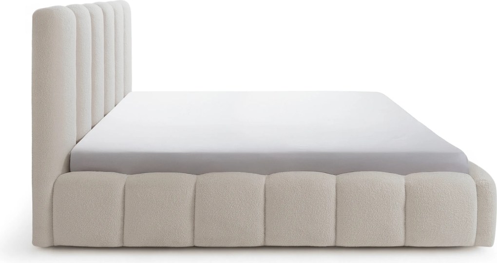Łóżko tapicerowane Aura 160x200 z pojemnikiem - beżowa bukla Quelle 03