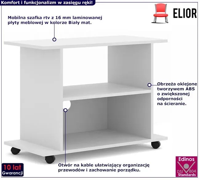 Biała Mobilna Szafka Pod Tv Aser