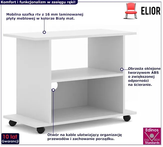 Biała Mobilna Szafka Pod Tv G9-Z52