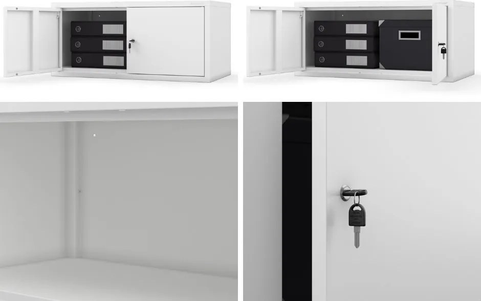 Metalowa nadstawka do szafy biurowej Ewa Compact, kolor biały