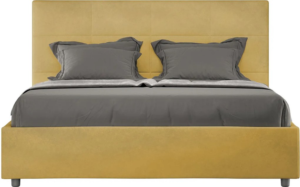 Łóżko wyposażone w stelaż z listwami z pojemnikiem tapicerowane 160x190 microfibra Okra Mika