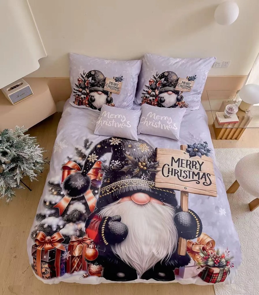 PrzytulneMieszkanie.pl PrzytulneMieszkanie.pl 3D Bawełniana pościel NOIR GNOME kolorowa + poszewka na poduszkę 40x50 cm gratis Rozmiar pościeli: 70 x 90 cm | 140 x 200 cm