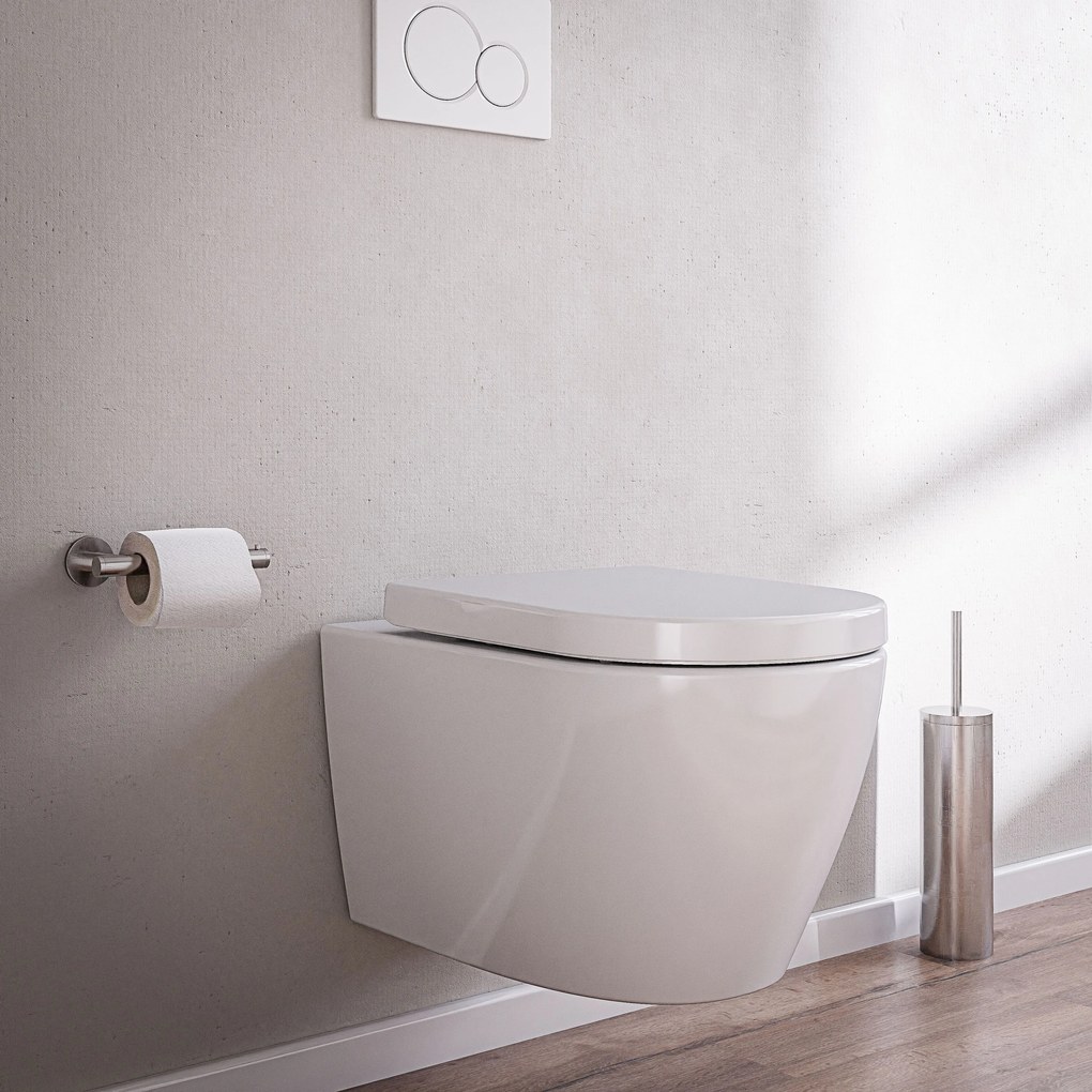 Miska WC wisząca bezkołnierzowa B-8030RDeska wolnoopadająca Soft-Close - Biały połysk