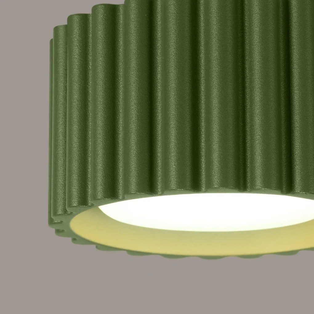 Plafon AURA 1 zielony oliwkowy GX53 ryflowany SOLLUX  LIGHTING