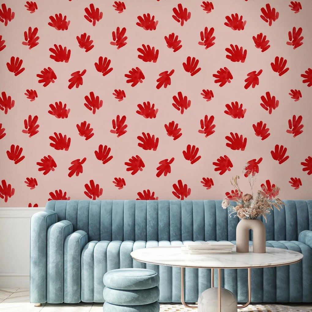 Fototapeta - Abstrakcyjne czerwone odciski (196x136 cm)