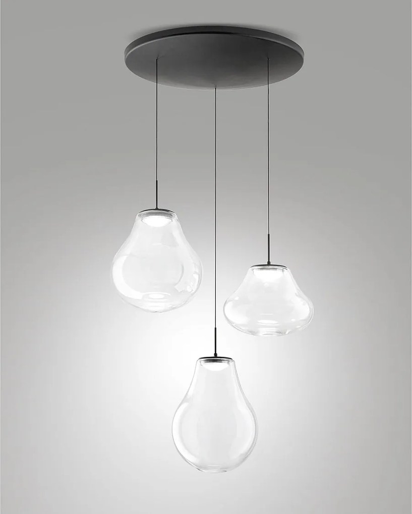 Lampa wisząca Deva Ø500 mm 42 W LED 4530 lm CCT 2700 K/3000 K/4000 K Ściemnialna konstrukcja metalowa i przezroczyste szkło borokrzemianowe - Deva
