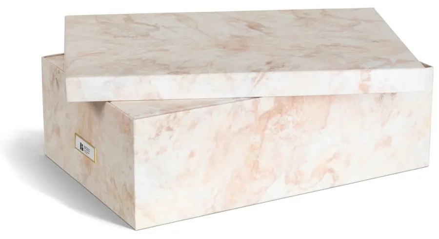 Beżowe kartonowe pojemniki zestaw 3 szt. z pokrywką 31x47x15,5 cm Inge Paper Laminate – Bigso