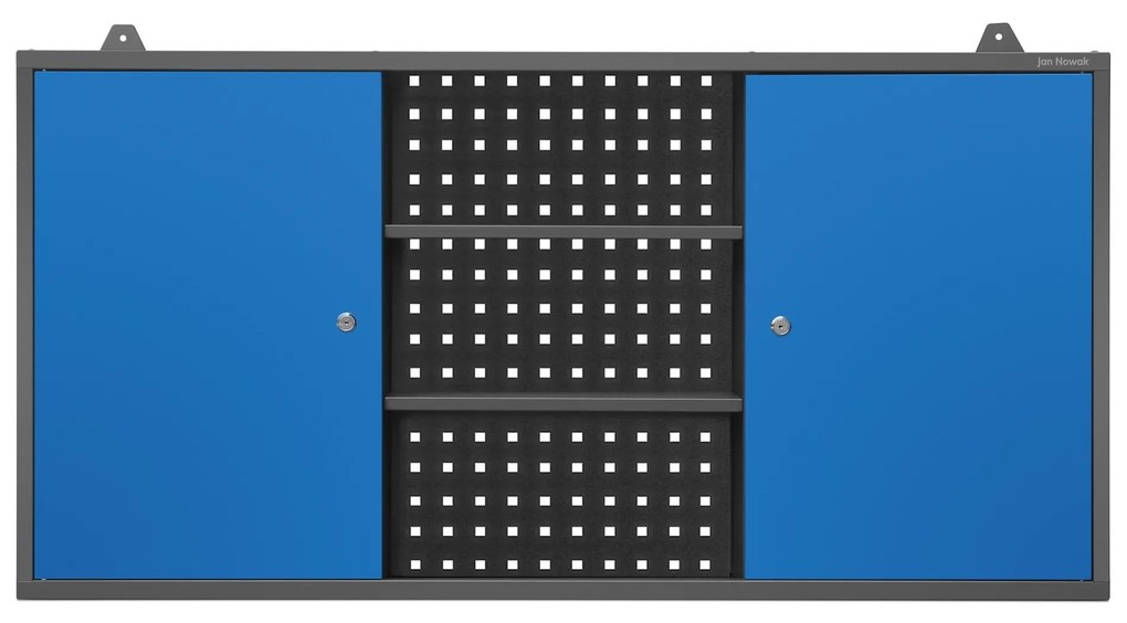 Szafka warsztatowa wisząca antracytowo-niebieska, 1200x600x200 mm: BEN