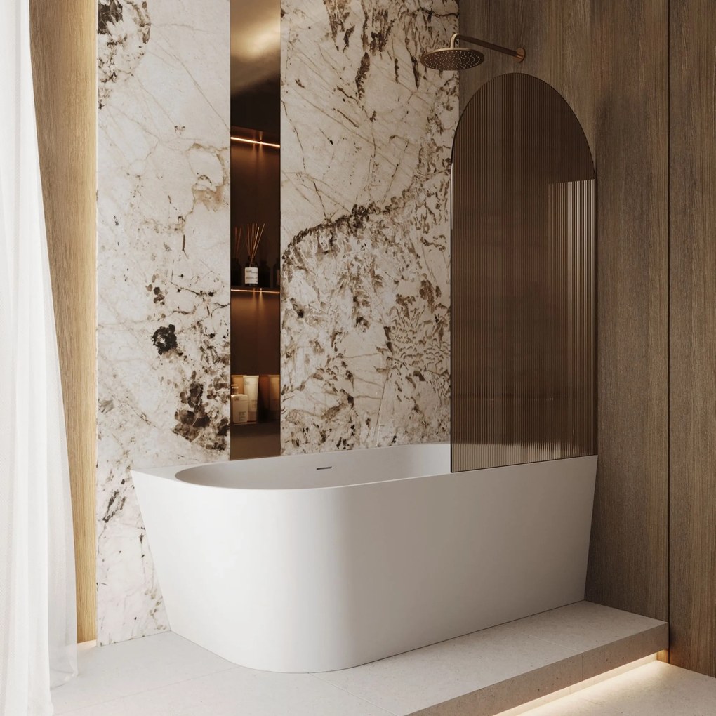 Parawan nawannowy owalny ARTE WELLE Oval Brown szkło brązowe ryflowane | Różne rozmiary : Kolor profili kabiny - chrom / srebrny, Rozmiar - 80x150 cm