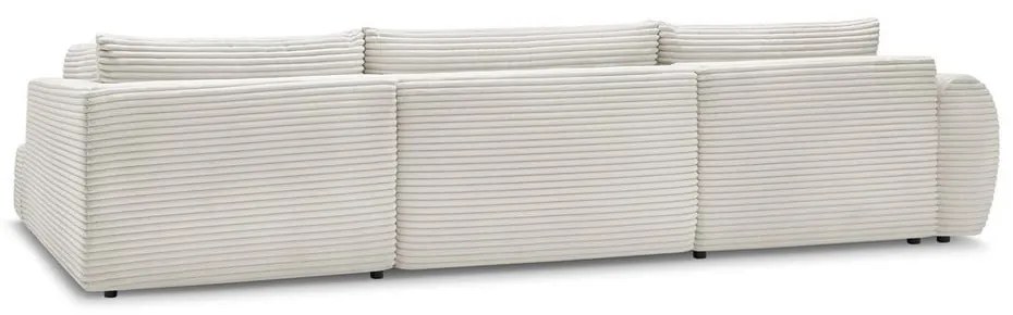 Kremowy sztruksowy rozkładany/ze schowkiem narożnik (prawostronny/w kształcie litery U) Lucien – Bobochic Paris