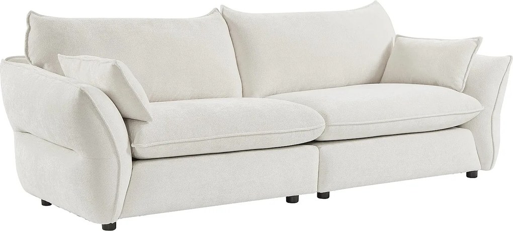 Kanapa  3-osobowa z tkaniny szenilowej w kolorze kremowej bieli ZOMILO od Maison Céphy