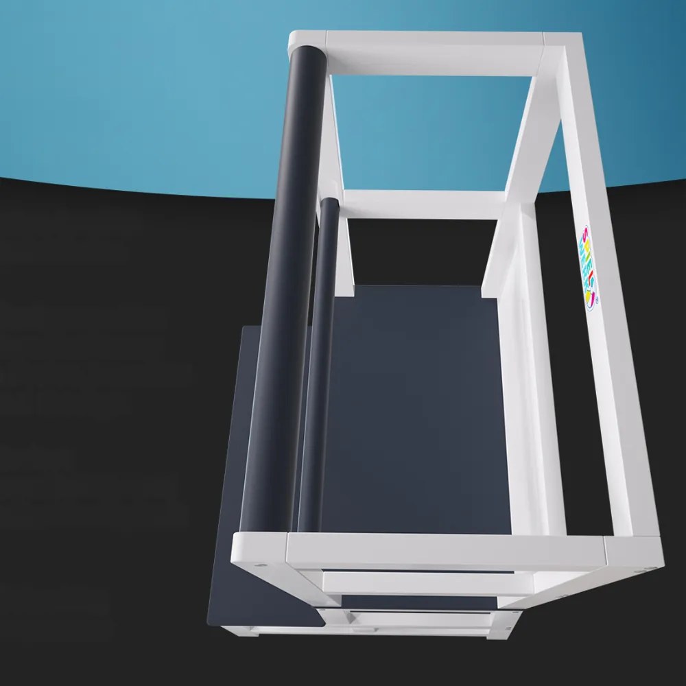 Spielwerk Wieża edukacyjna PLAY z drewna sosnowego, 93x56x49, biała/antracyt