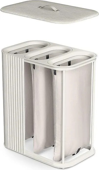 Beżowy bambusowy kosz na pranie 3x30 l Tota Trio Luxe – Joseph Joseph