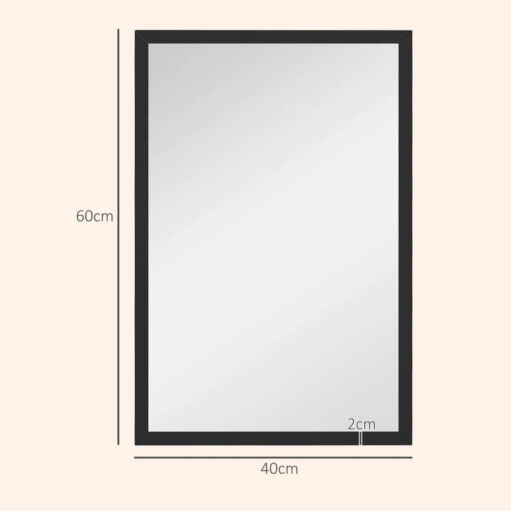 HOMCOM Lustro ścienne, 40 x 60 cm, dekoracyjne lustro wiszące, łatwy montaż, w zestawie śruby | Aosom PL