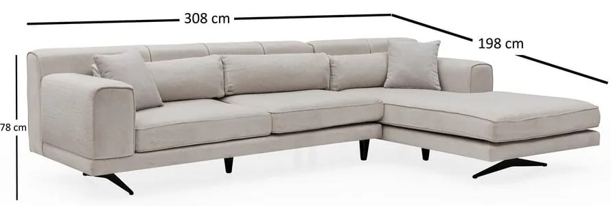 Beżowa sofa narożna Artie Jivago, narożnik prawy