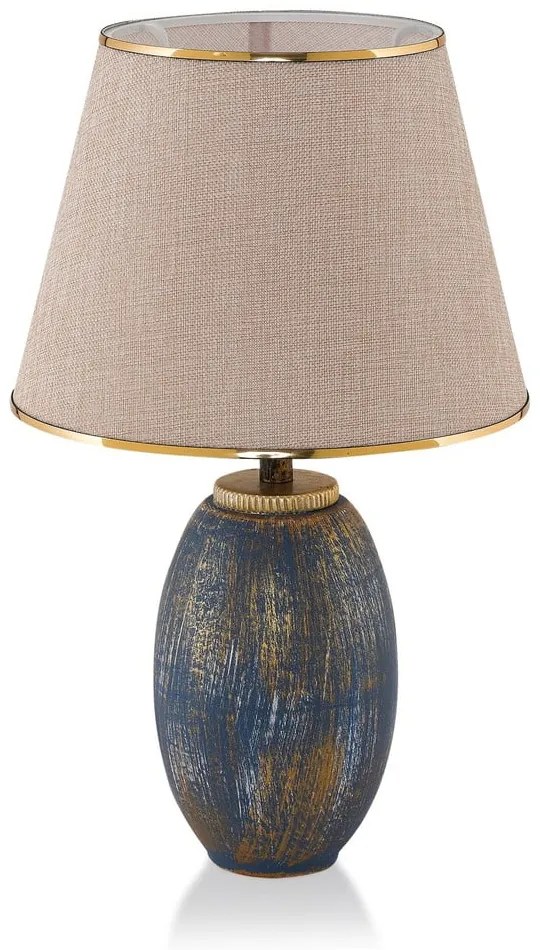 Lampa stołowa w niebiesko-kremowym kolorze z tekstylnym kloszem (wysokość 50 cm) Yakamoz – Opviq lights