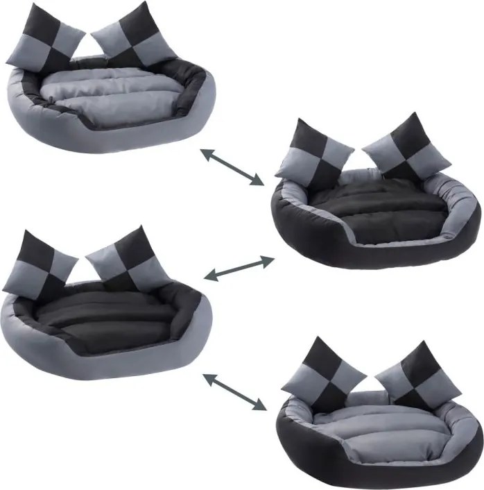 Petstuff Legowisko dla psa, szare / czarne, 110 x 80 x 23 cm