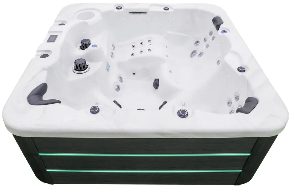 JACUZZI OGRODOWE PREMIUM WANNA SPA 5-OSOBOWA WHITE OBUDOWA BROWN LED 230x230 CM