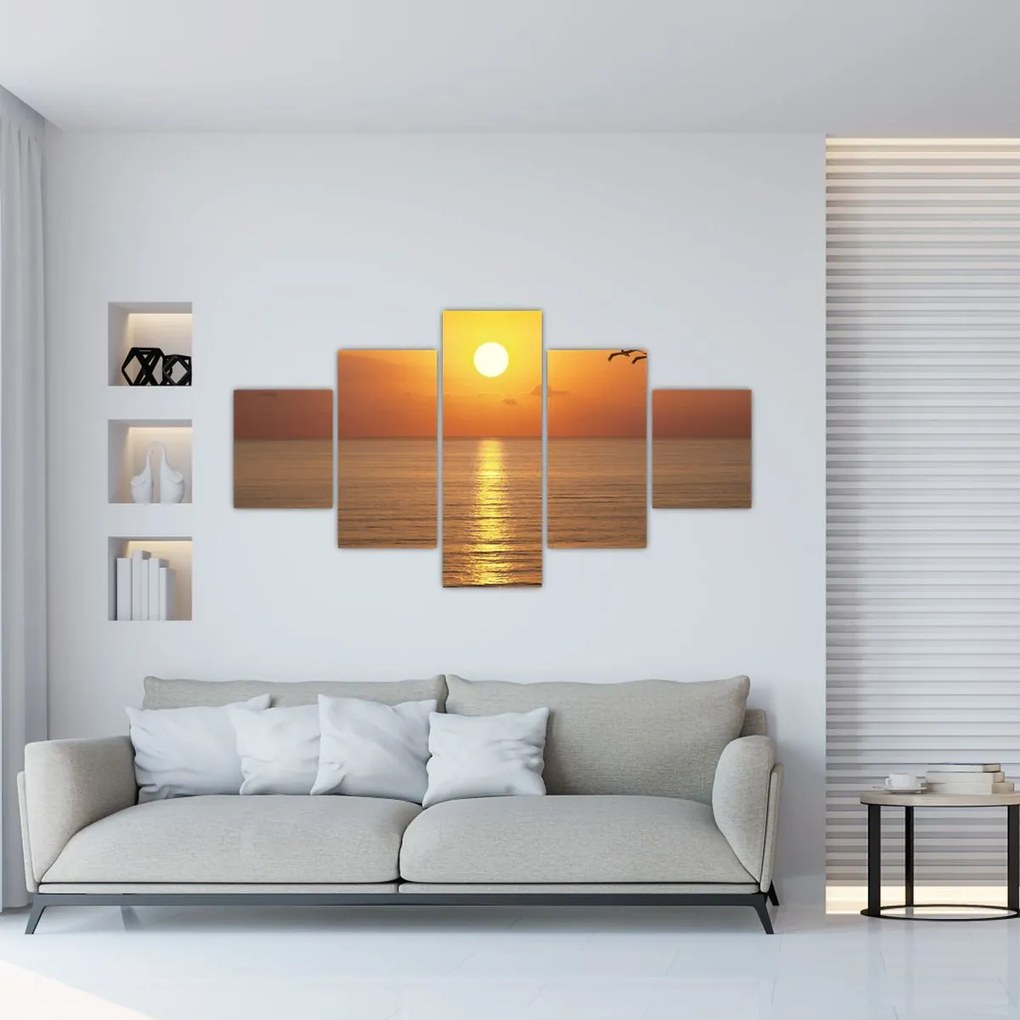 Obraz - Zachód słońca nad oceanem (125x70 cm)