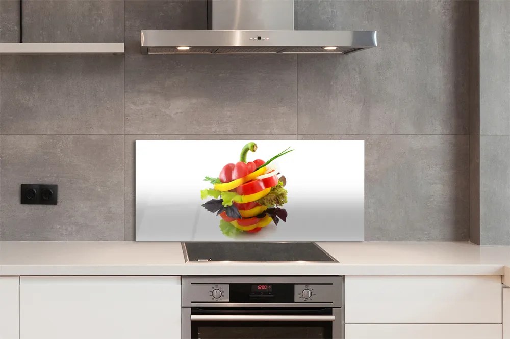 Szkło do Kuchni na Ścianę Duet Papryki i Sałaty