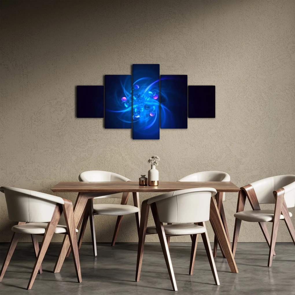 Nowoczesny obraz niebieskiej abstrakcji (125x70 cm)