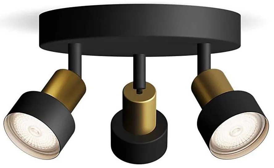 Philips - Oświetlenie punktowe CONDUIT 3xGU10/5W/230V czarne/mosiądz