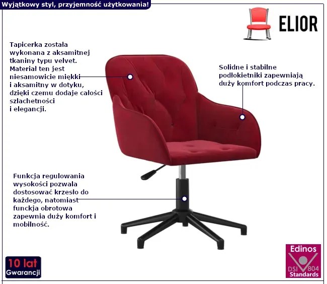 Czerwone obrotowe krzesło biurowe - Picanta 7X