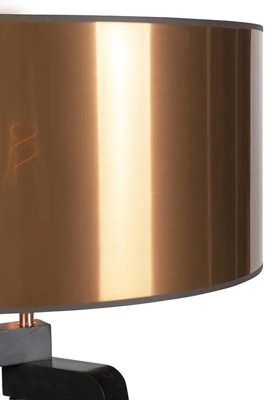Lampa stojąca czarna z miedzianym kloszem 50 cm - PurosWiejski/ Rustykalny / Vintage Oswietlenie wewnetrzne