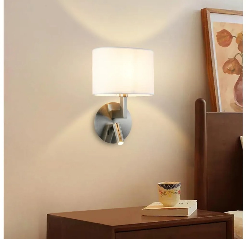 Brilagi - LED Kinkiet DAYA 1xE14/40W/230V + LED/3W biały/matowy chrom