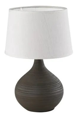 Ciemnobrązowa lampa stołowa z ceramiki i tkaniny Trio Martin, wys. 29 cm