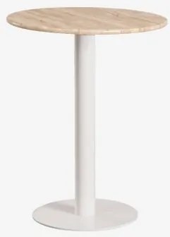 Okrągły Barowy Stół Z Naturalnego Kamienia Xiren Ø60 Cm & Trawertyn - Lodowcowa Biel - Sklum