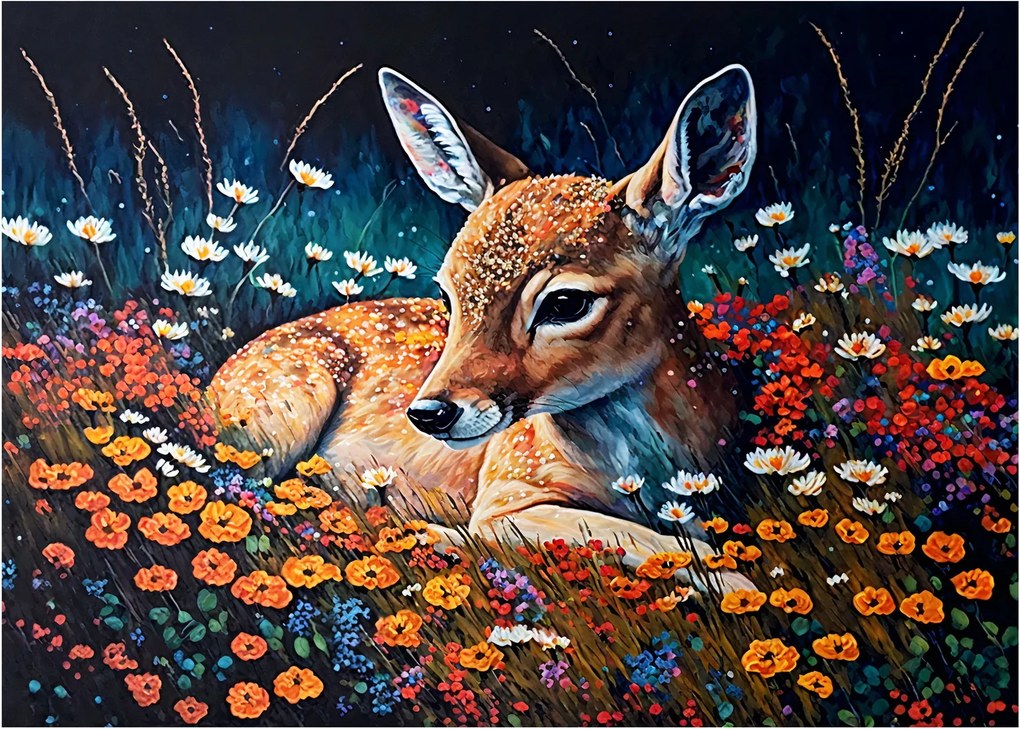 Obraz na szkle - Malowany jeleń (70x50 cm)