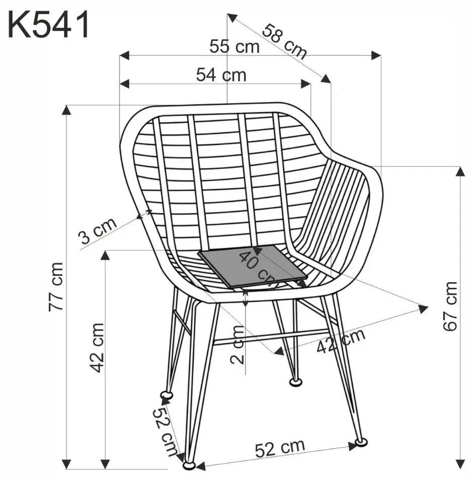 Krzesło rattanowe K541 naturalne/szare HALMAR