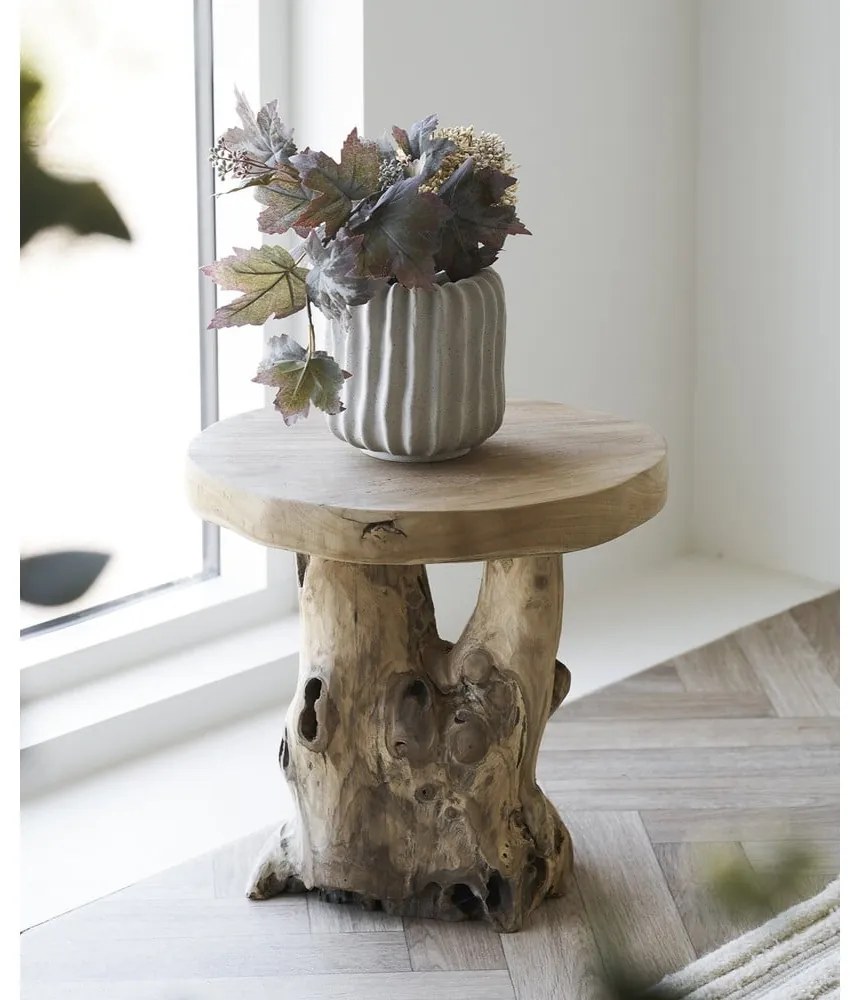 Okrągły stolik z litego drewna tekowego ø 40 cm Palena – House Nordic