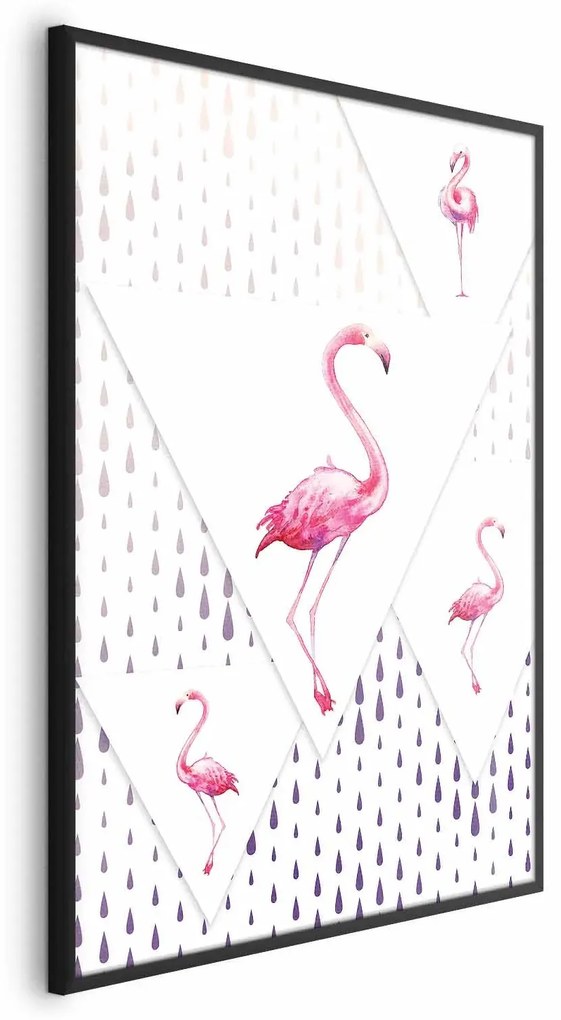 Plakat Rodzina flamingów 40x60 cm z ramą czarną bez marginesu ARTGEIST B