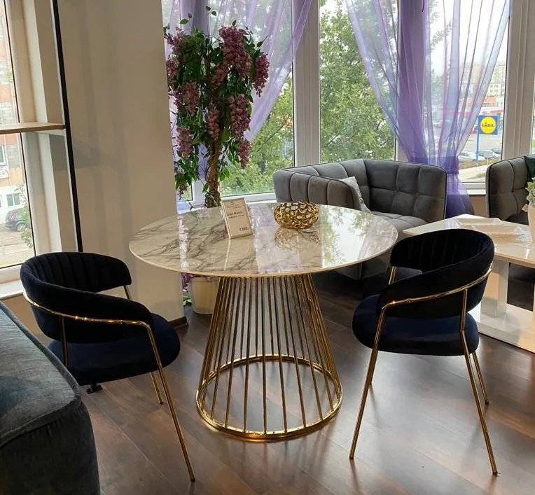 Stół na drucianej podstawie Glam Marble 110 imitacja marmuru