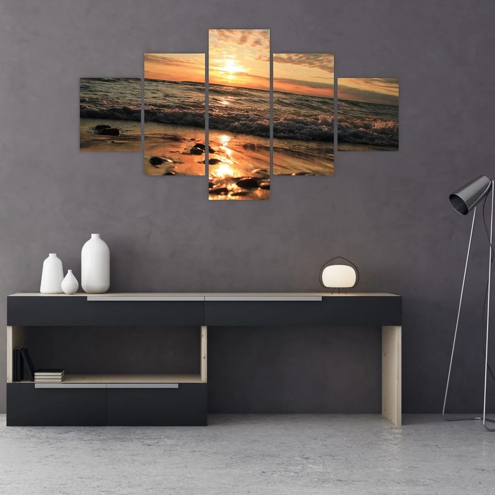 Obraz - Zachód słońca nad oceanem (125x70 cm)