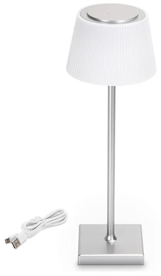 Aigostar - LED zewnętrzny ściemnialna ładowalna lampa 4W/5V 3600mAh biały/chrom IP54