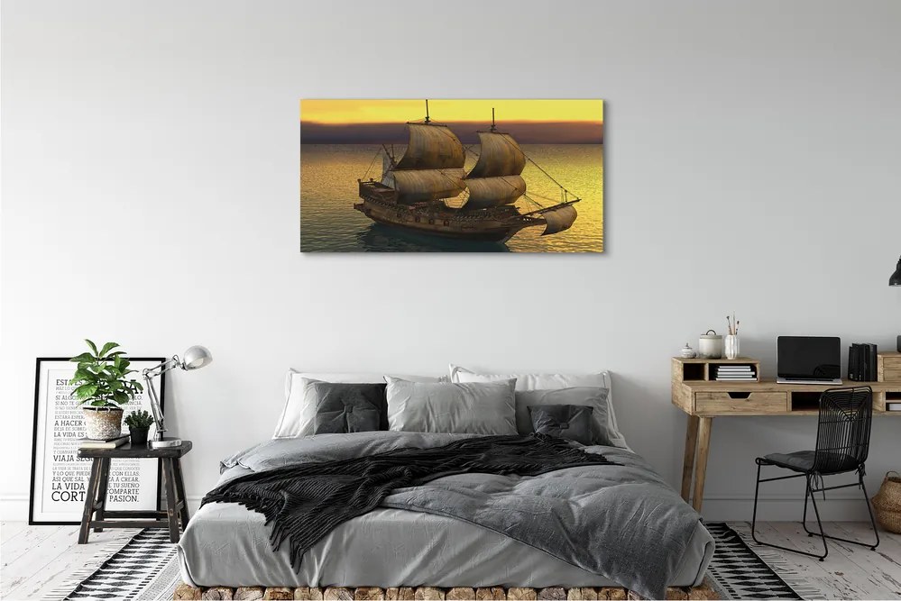 Obraz canvas na ścianę Statek o Złotym Poranku