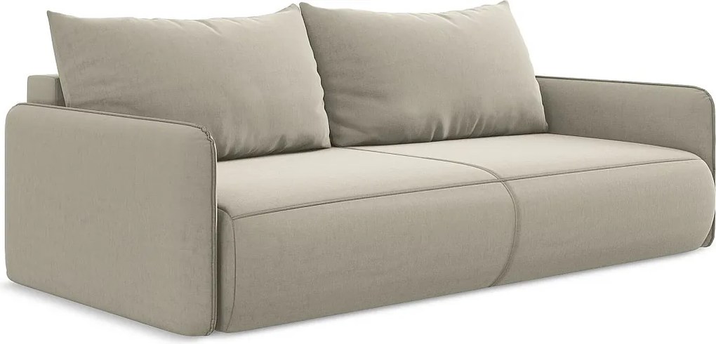 Kanapa 3-osobowa z funkcją spania - z tkaniny welwetowej - perłowy - NANEA