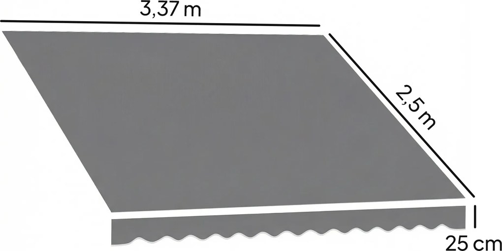 Outsunny Zamiennik materiału markizy – osłona przeciwsłoneczna UPF 50+ do ramy 3,5 x 2,5 m, ciemnoszary | Aosom PL