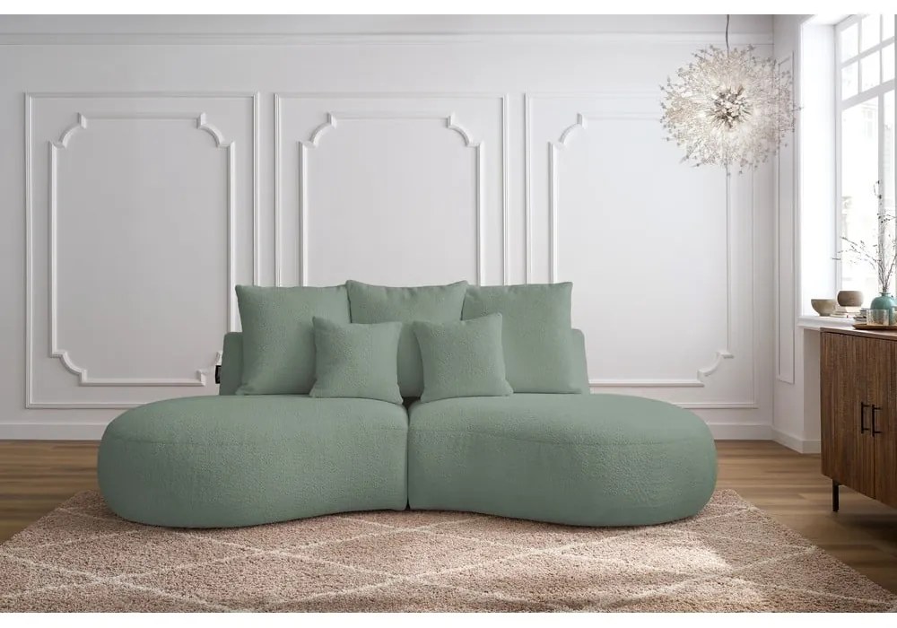 Jasnozielona sofa z materiału bouclé 260 cm Saint-Germain – Bobochic Paris