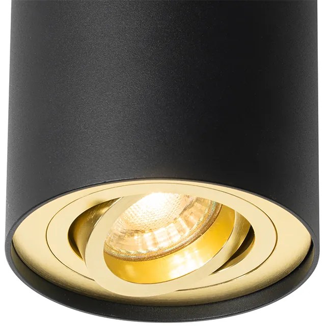 Sufitowy reflektor czarny ze złotem, obrotowy i pochylany - Rondoo up