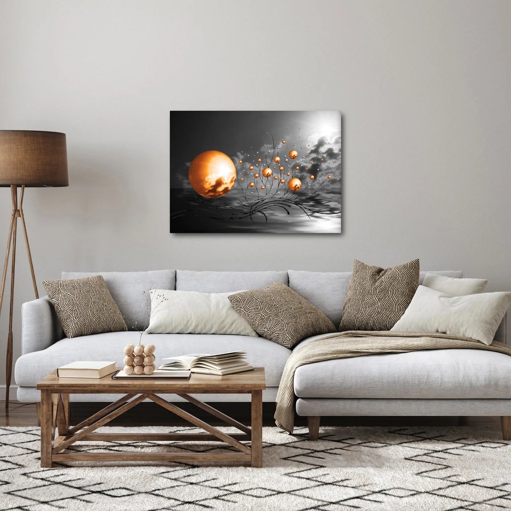 Obraz pomarańczowych abstrakcyjnych kul (70x50 cm)