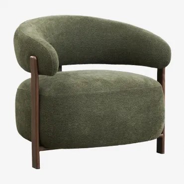 Pakiet 2 Foteli Z Tkaniny Chenille I Żelaza Jolie Ciemna Czerń & Szenil Sage Green - Sklum